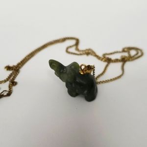 Vintage jade elephant on gold tone chain